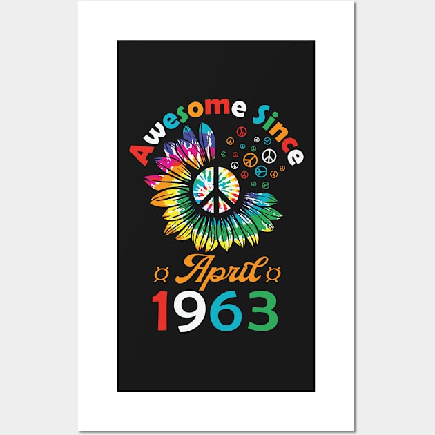 Funny Birthday Quote, Awesome Since April 1963, Retro Birthday Wall Art by Estrytee